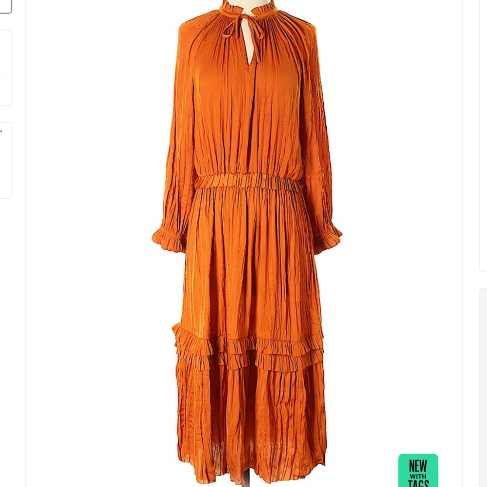 MODERN CITIZEN Hope Ruffle Midi Dress copper S